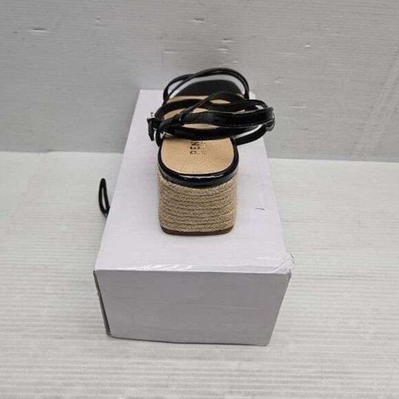 NEW Penningtons Black Strappy Sandals with Raffia Block 11WW (X-Wide) - Picture 7 of 9